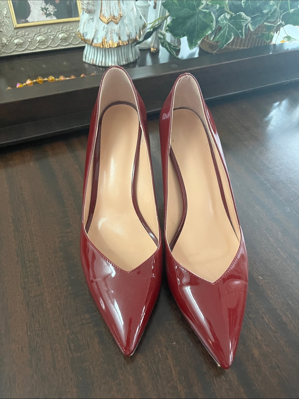 Amazon Burgundy Patent Pointed-Toe Heels